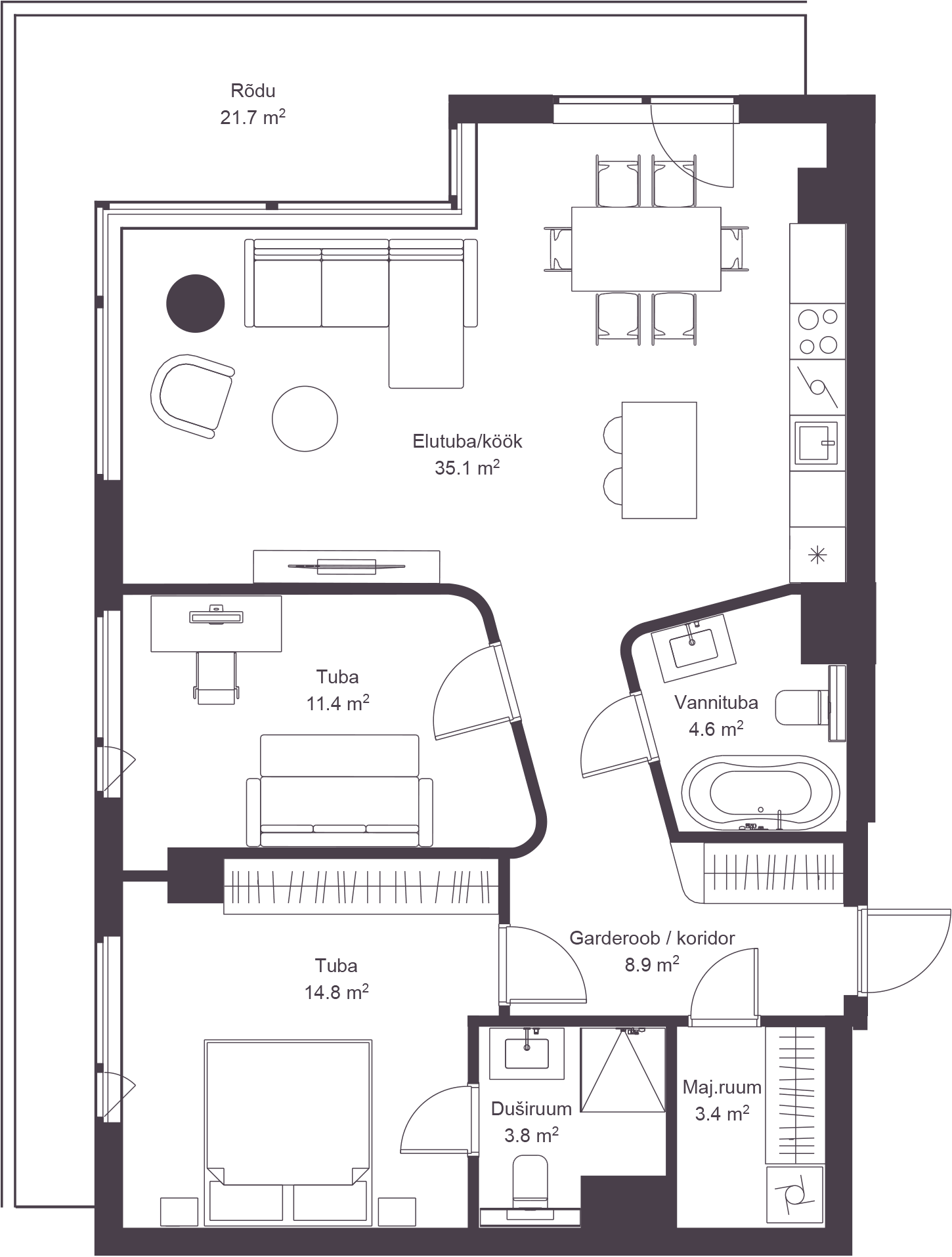 Korter 2101 plaan