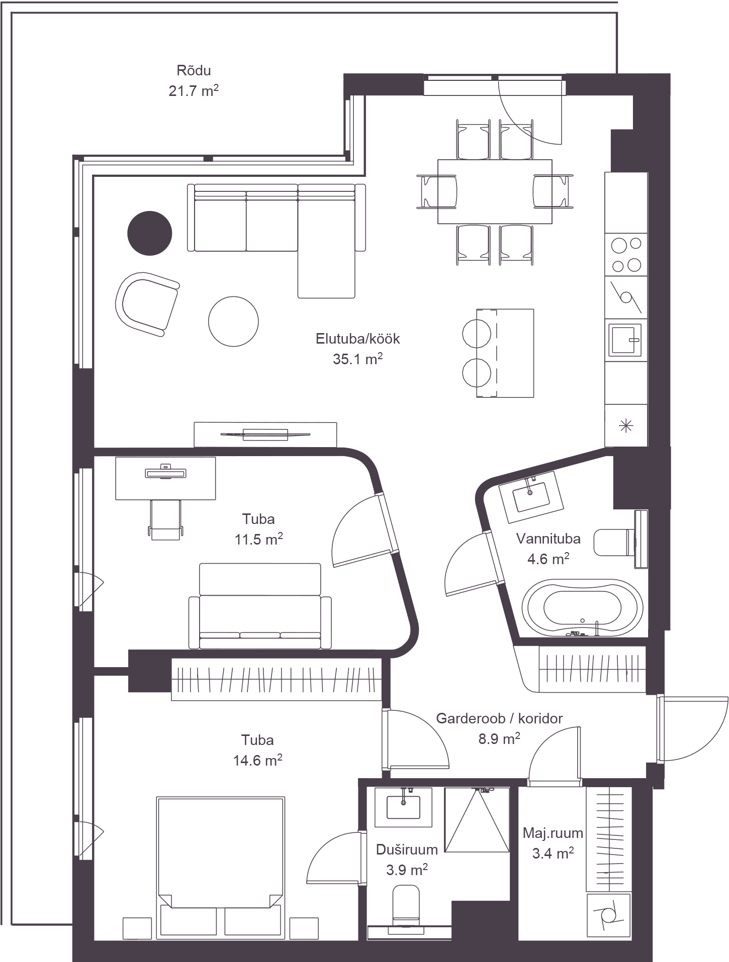 Korter 2301 plaan