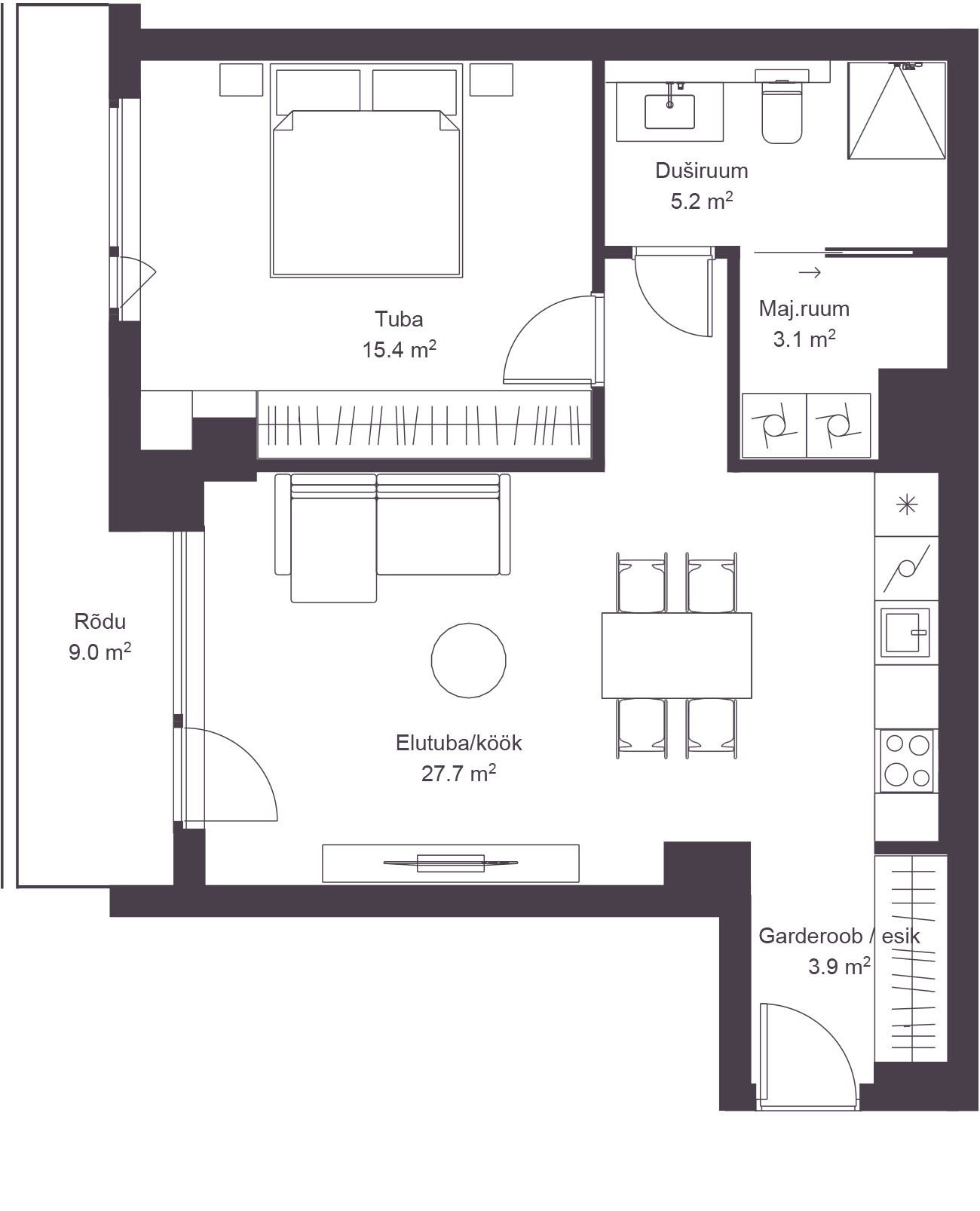 Korter 2307 plaan